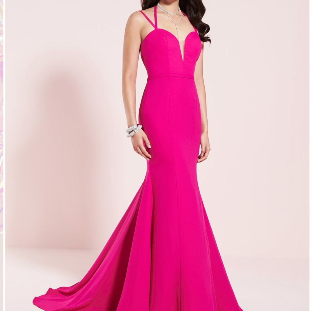Studio 17 Fuchsia Mermaid Prom Dress #12779 | Plunging V-Neck Gown Size 18